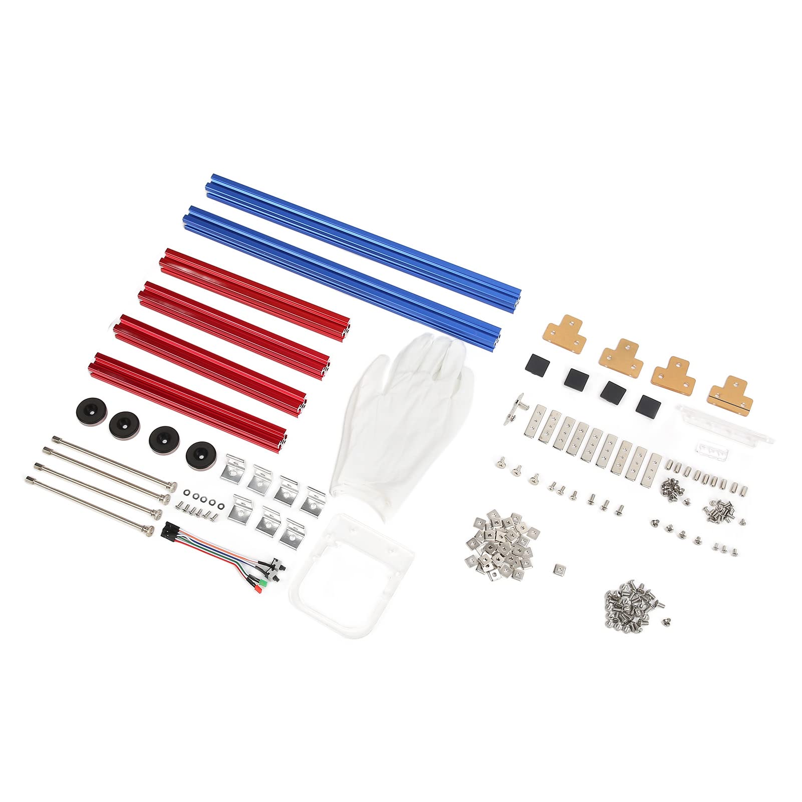 Eacam Marco Desnudo DIY MATX, Soporte de Caja Abierta para Computadora, Aluminio Duradero para Jugadores y Configuraciones de Minería (Azul Rojo)