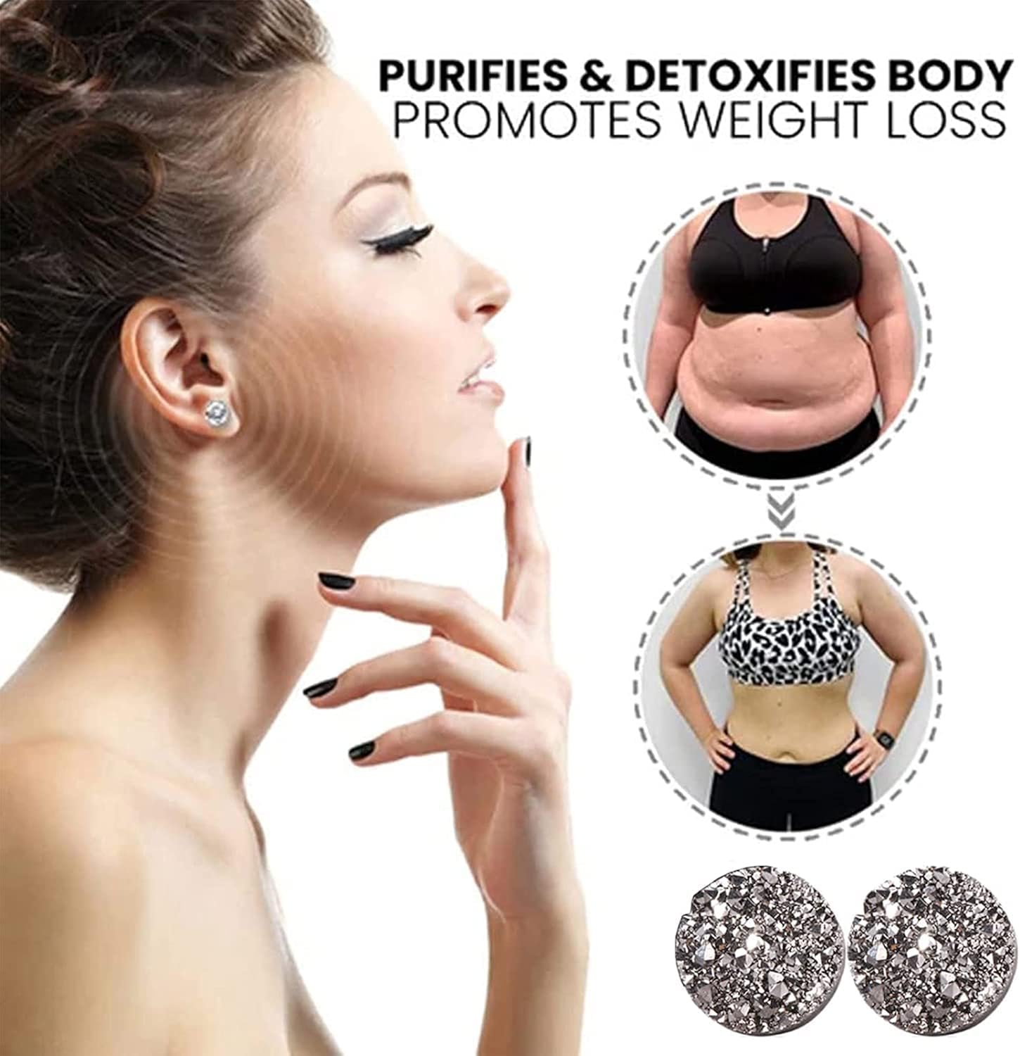 MRSHANG Atheniz Magnetology Lymphvity Germanium Earrings, Amo'thea Lymphactive Mag Studs, Metiz Lymphvity Magnetherapy Earrings, Magnetic Therapy Earrings for Men Women (3pairs*8mm) : Health & Household