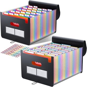 ThinkTex 26 Pockets Expanding File Folder, A-Z Colorful Tabs, Monthly Bill Receipt Documents Organizer, Larger Capacity, Letter/A4 Size