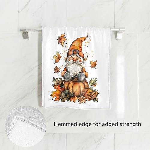 Miniatura 2 de Vdsrup Toallas de mano de gnomos de otoño, toalla de cara de arce y calabaza, toalla suave y fina para invitados, paños de cocina portátiles, paños