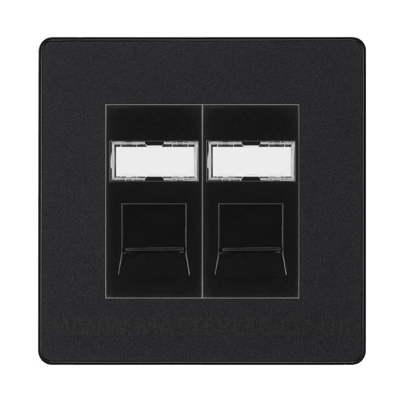 BG Evolve Matt Black Double 2 Gang RJ45 Data Socket Black Inserts PCDMBRJ452