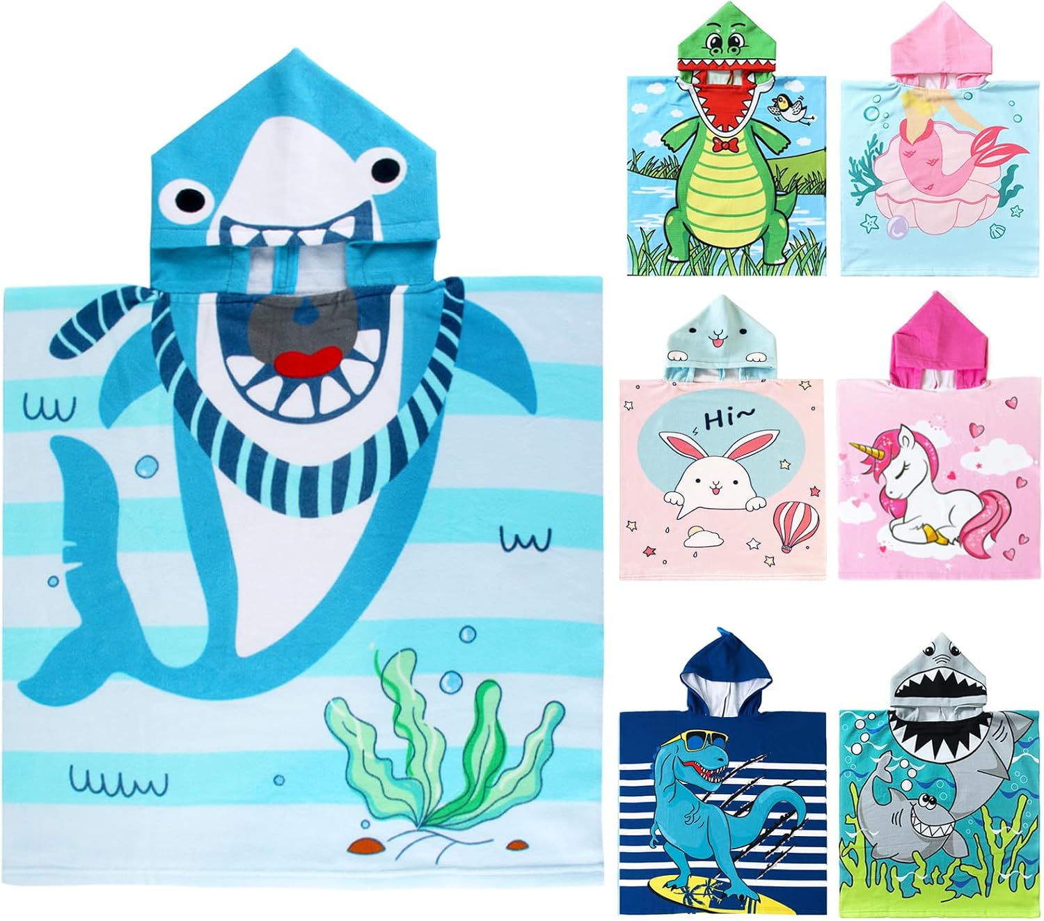 NovForth Kids Beach Towel for Boys Girls, Hooded Bath Towel Wrap, Toddler Pool Towel with Hood