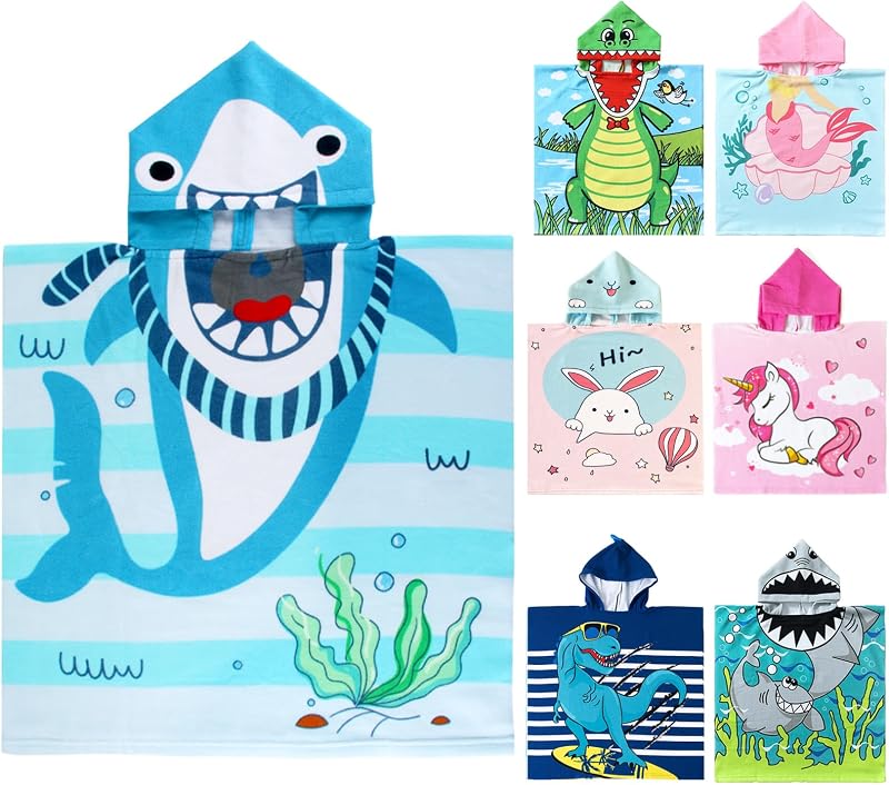 NovForth Kids Beach Towel for Boys Girls, Hooded Bath Towel Wrap, Toddler Pool Towel with Hood
