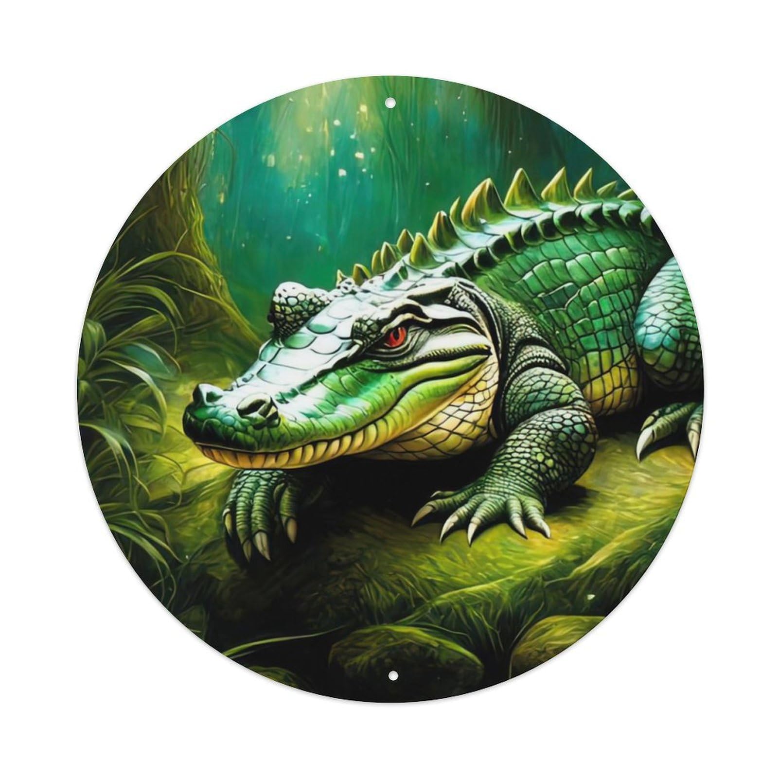 Animal Artwork Lurking Crocodiles Vintage Metal Tin Sign Plaque Wall Decor for Cafe, Club Bar, Office, Garden Metal Poster 8x8Inch