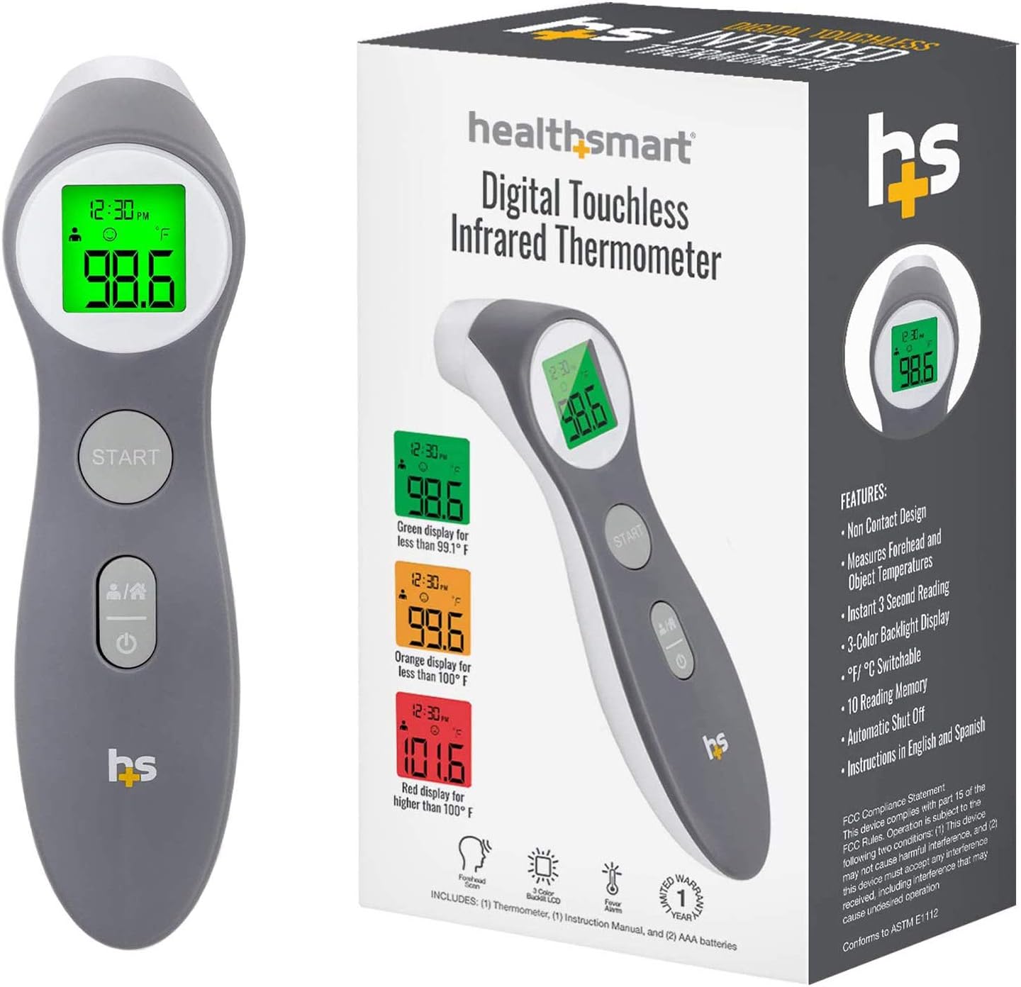 HealthSmart Digital Thermometer for Adults and Children, Forehead Thermometer, Baby Thermometer, Infrared Thermometer, Temperature Gun to Test Objects or Air : Everything Else