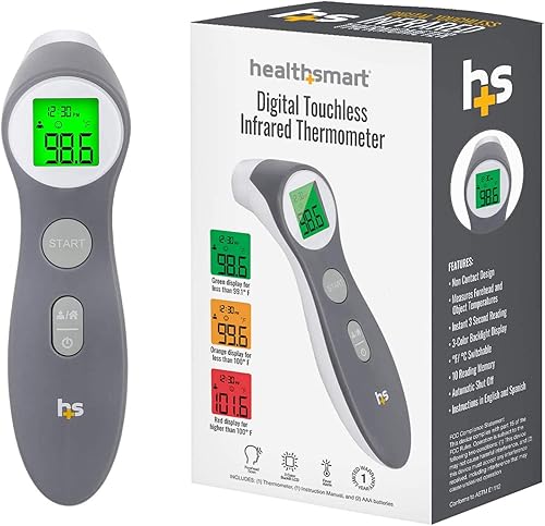 Miniatura 8 de HealthSmart Termómetro digital para adultos y niños, pistola de temperatura infrarroja para la frente para probar objetos o aire