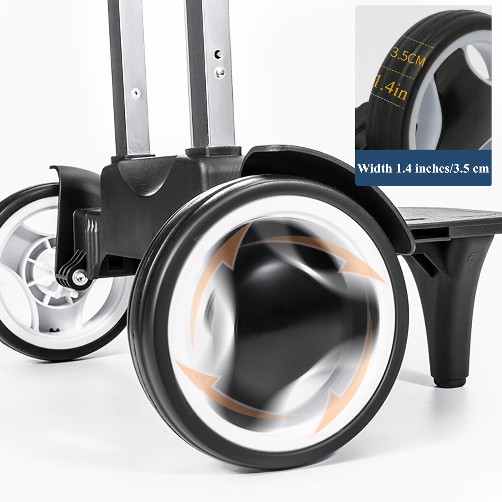 Cadiou à roulettes avec roues silencieuses pour monter les escaliers, cadre en aluminium pliable, poignée réglable, grande capacité de 35 kg – Convient pour les sacs de voyage, les sacs à livres