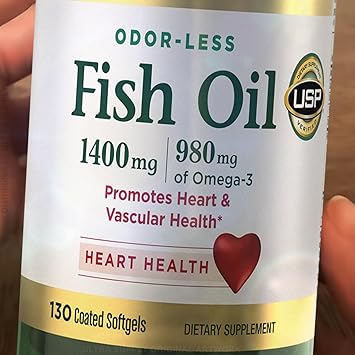 Nature_Bountys Fish Oil 1400 mg (130 Count. Value Pack) Odorless Omega-3 Fish Oil 980 mg Omega-3 Coated Softgels
