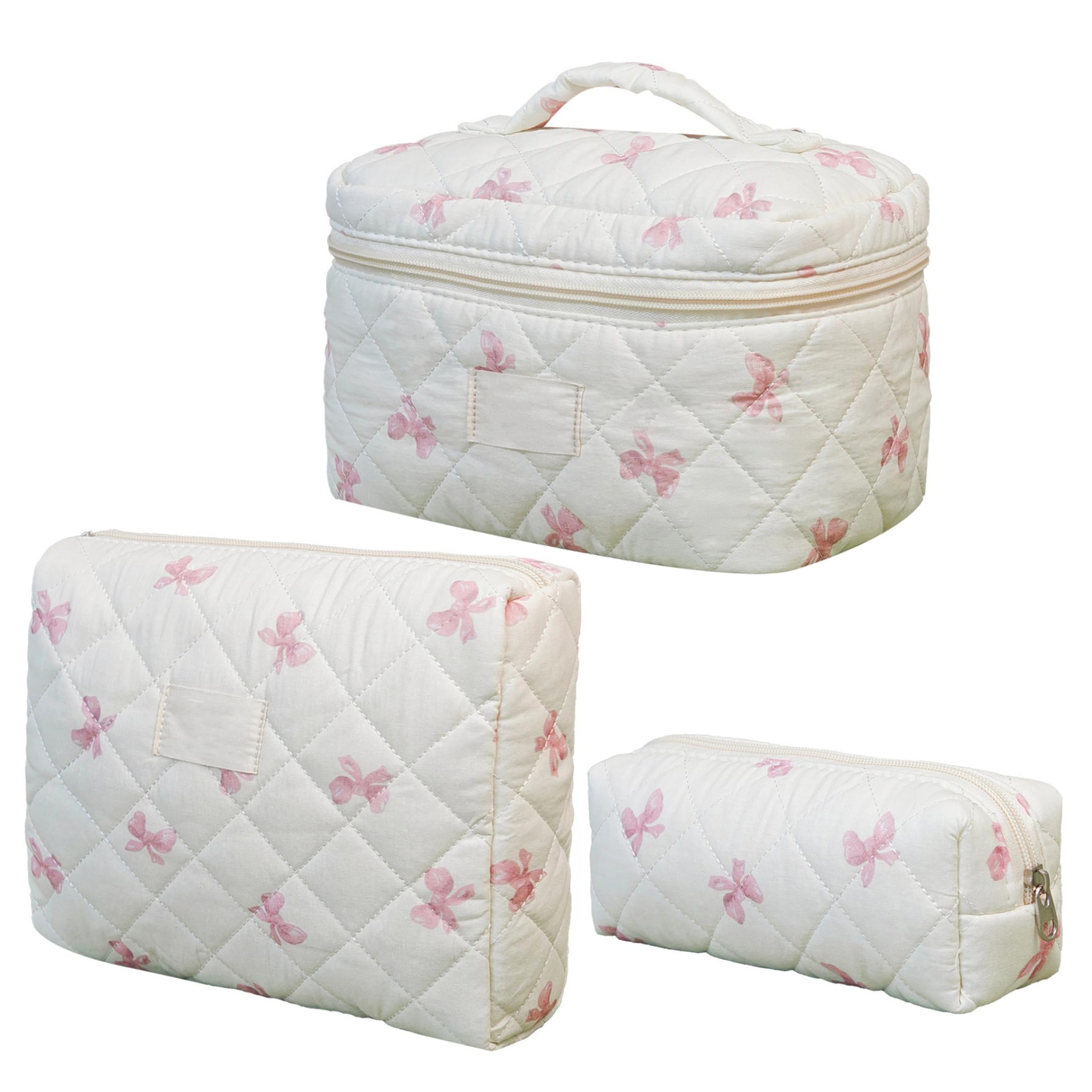 Bolsas de cosméticos de algodón premium acolchado en color blanco 7
