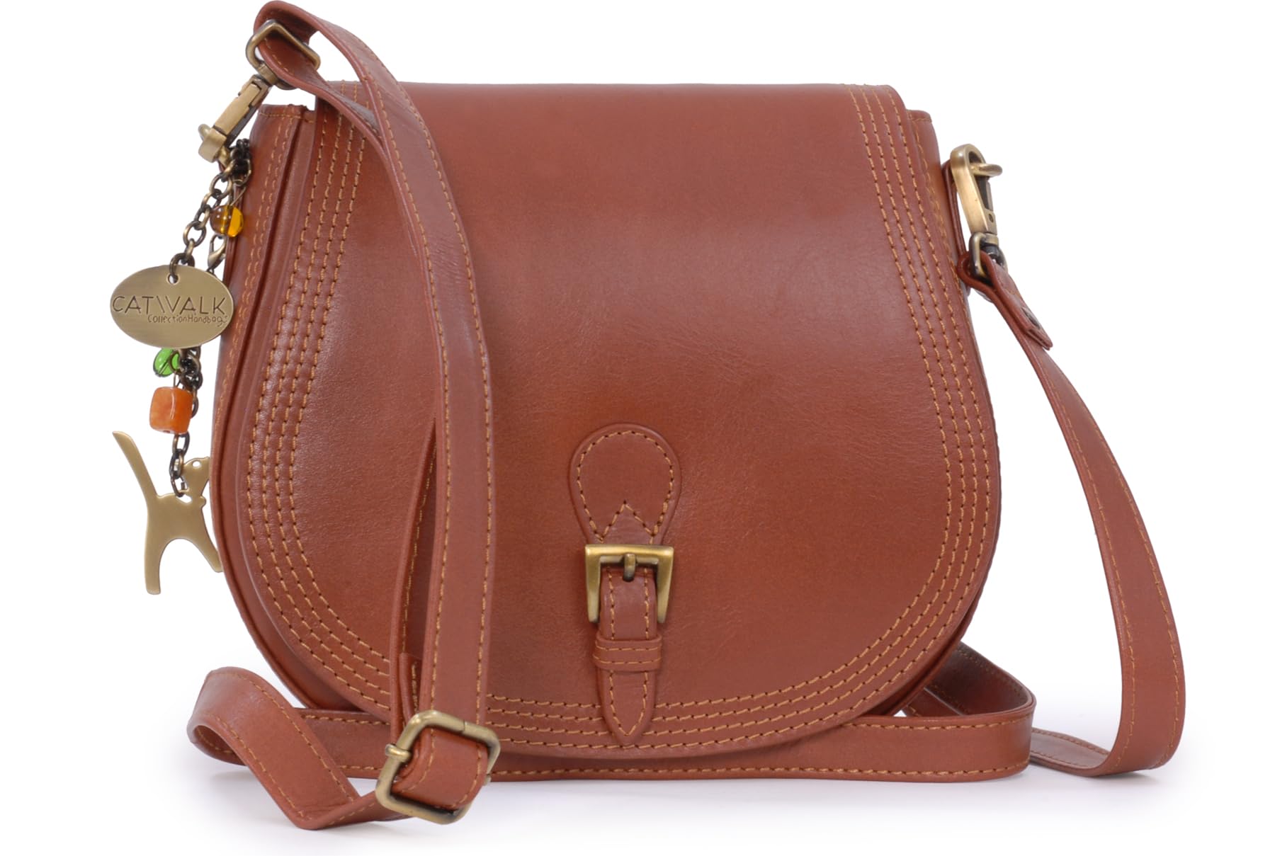 Catwalk Collection Handbags - Borsa a Sella in Pelle - Borsa a Tracolla da Donna - Media - Tracolla Regolabile - Isabella