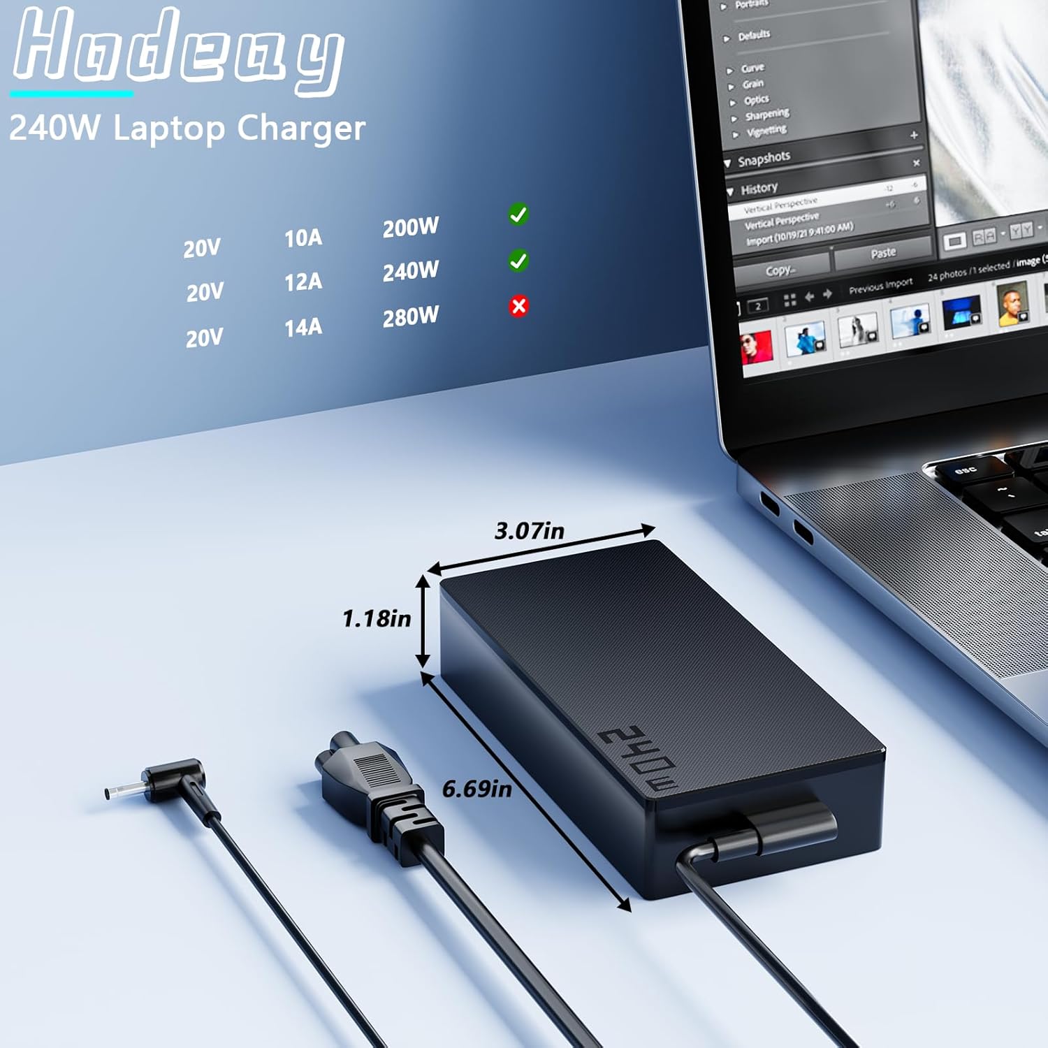 Ruilezyo 240W Laptop Charger Compatible with Asus ZenBook Pro Duo 15 OLED UX582 12th Gen UX582ZW UX582ZM UX582L UX582Z UX582LR UX581 UX581G UX581L UX581GV UX581LV ADP-240EB B Creators/Gaming Laptop