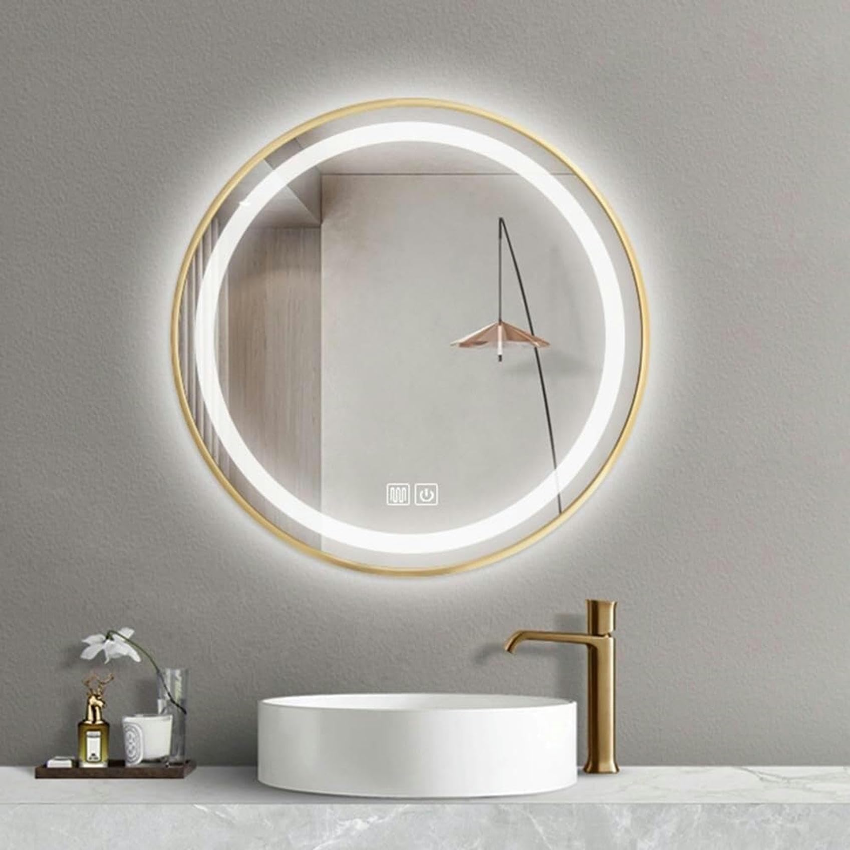 Miroir LED de salle de bain anti-buée à 3 couleurs de lumière