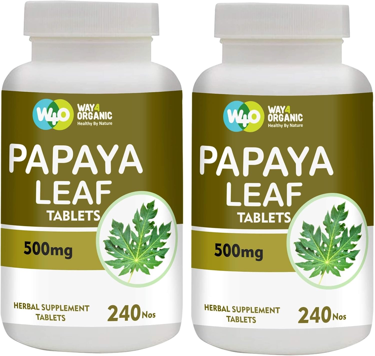 Papaya Leaf Extract Capsules (Tablets) - 500 mg 240 Pills, Supports Immunity & Digestion - 120 Days Supply