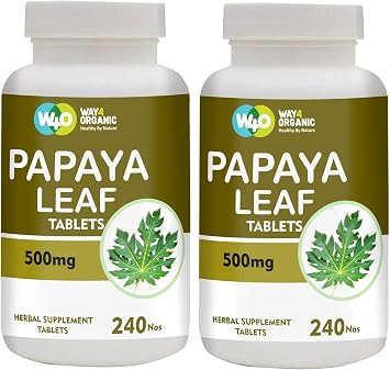 Papaya Leaf Extract Capsules Tablets - 500 mg 240 Pills, Supports Immunity & Digestion - 120 Days Supply