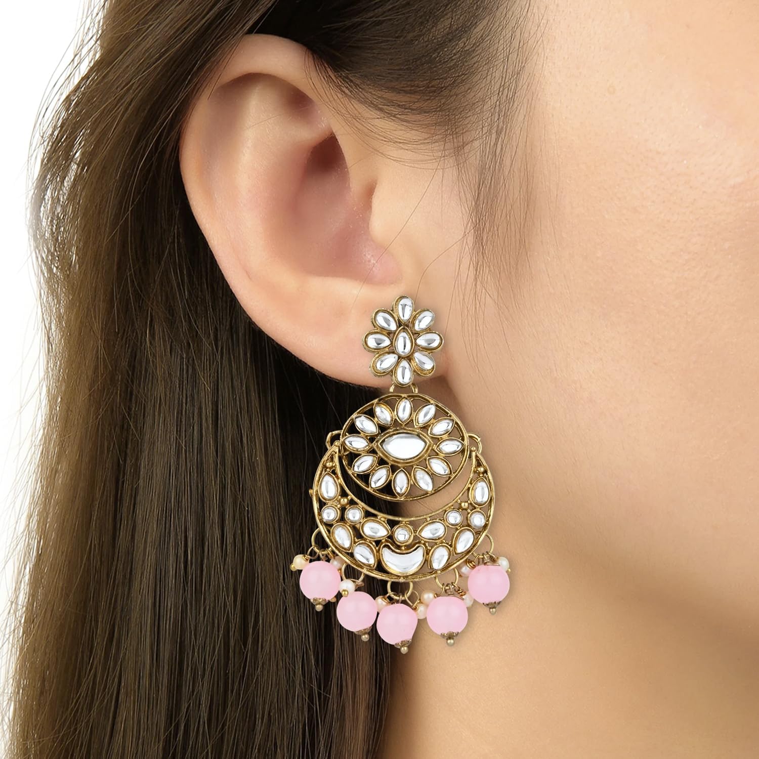I Jewels Gold Plated Unique Design Multi layer Statement Handmade Choker Necklace Jewellery & Jhumka Earring Set For Women