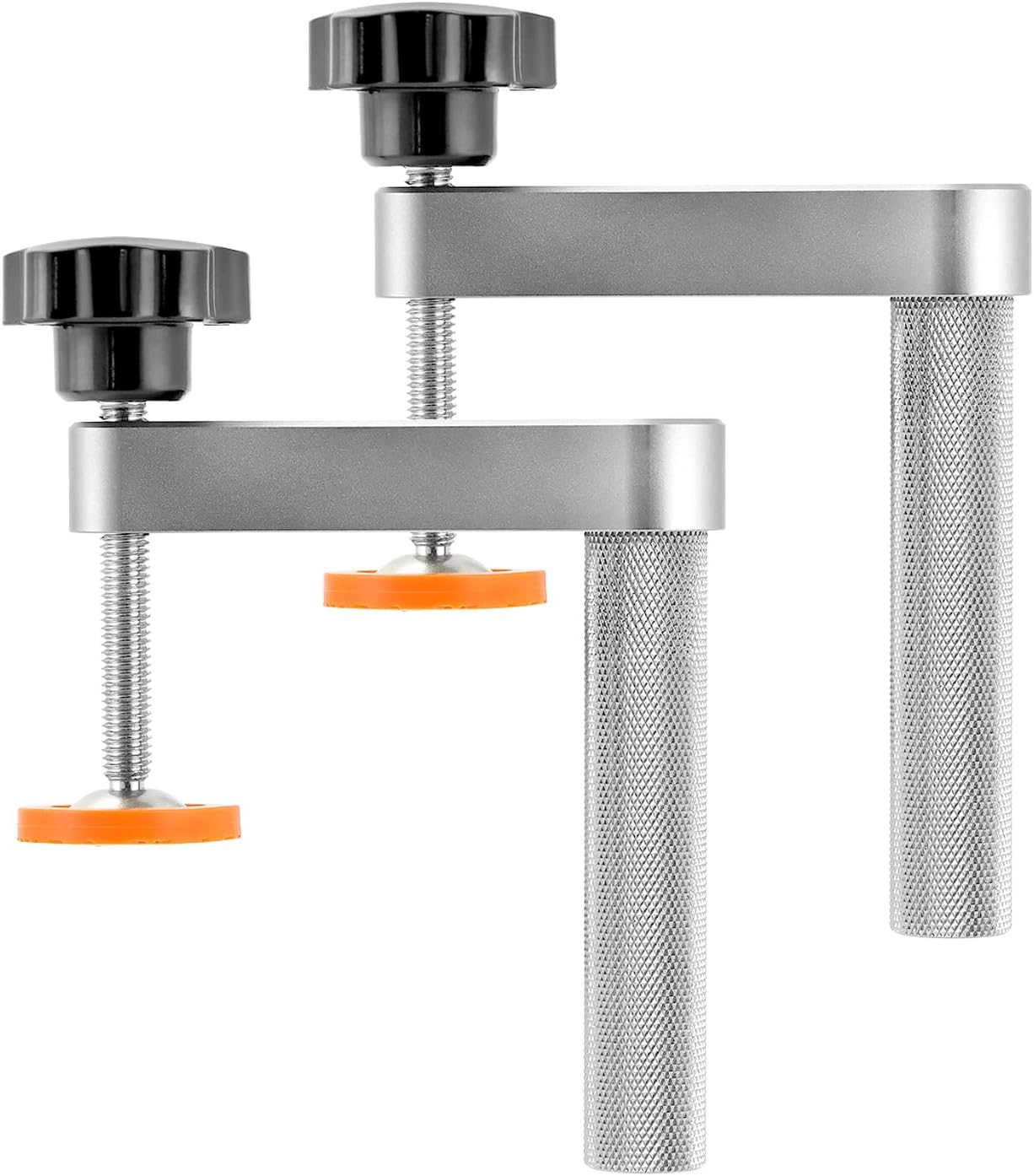 QWORK Woodworking Clamp 3/4" (19mm) - 2 Pack, Stable Holdfast Dog Hole Clamps with Non-marking Silicone Pads