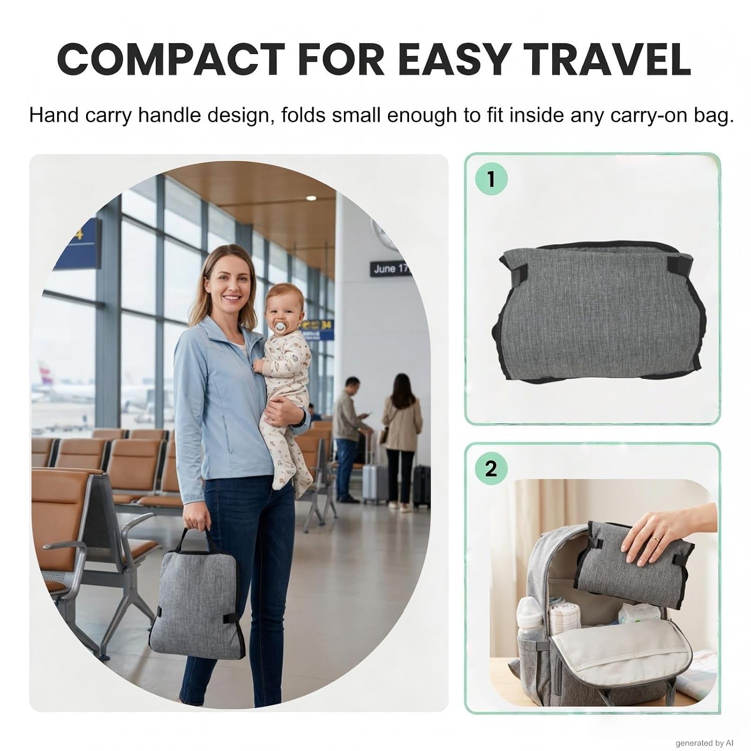 Portable Airplane Baby Seat, Infant and Toddler Travel Harness, Gray, Lap Child Safety Restraint for Flights | Hands-Free Lap Comfort Secure 5-Point Safety System Airplane & Train Companion