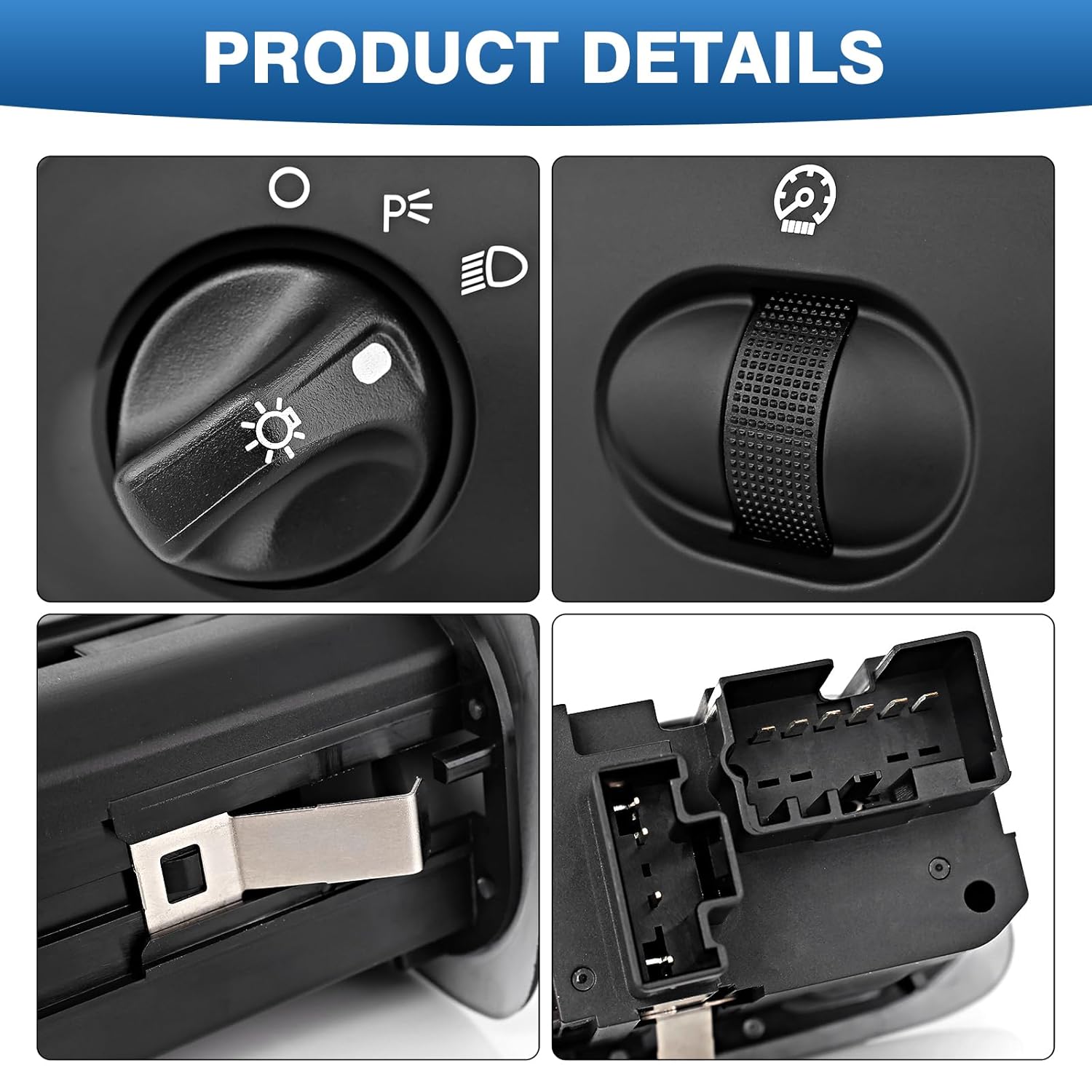 Headlight Switch Headlamp Dimmer Switch for 2000-2003 Ford F150, 2000-2002 Ford Expedition, 2004 F-150 Heritage, 6+4 Pins Dash Light Control - No Fog Lights, No Auto Headlights - Replaces DS1374