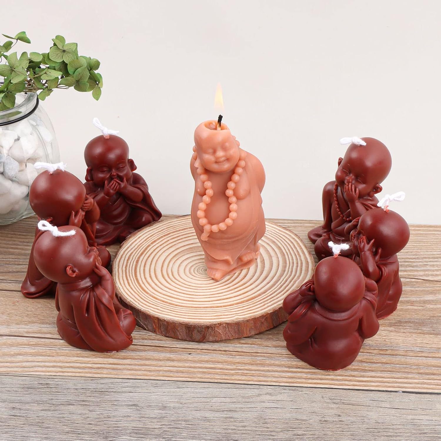 Grainrain 3D Buddha Silicone Candle Mold Decorated Pillar Candle Mould Handcrafted Silicone Molds for Candle Wax Resin Gyspum Crafts Making (SXY123)