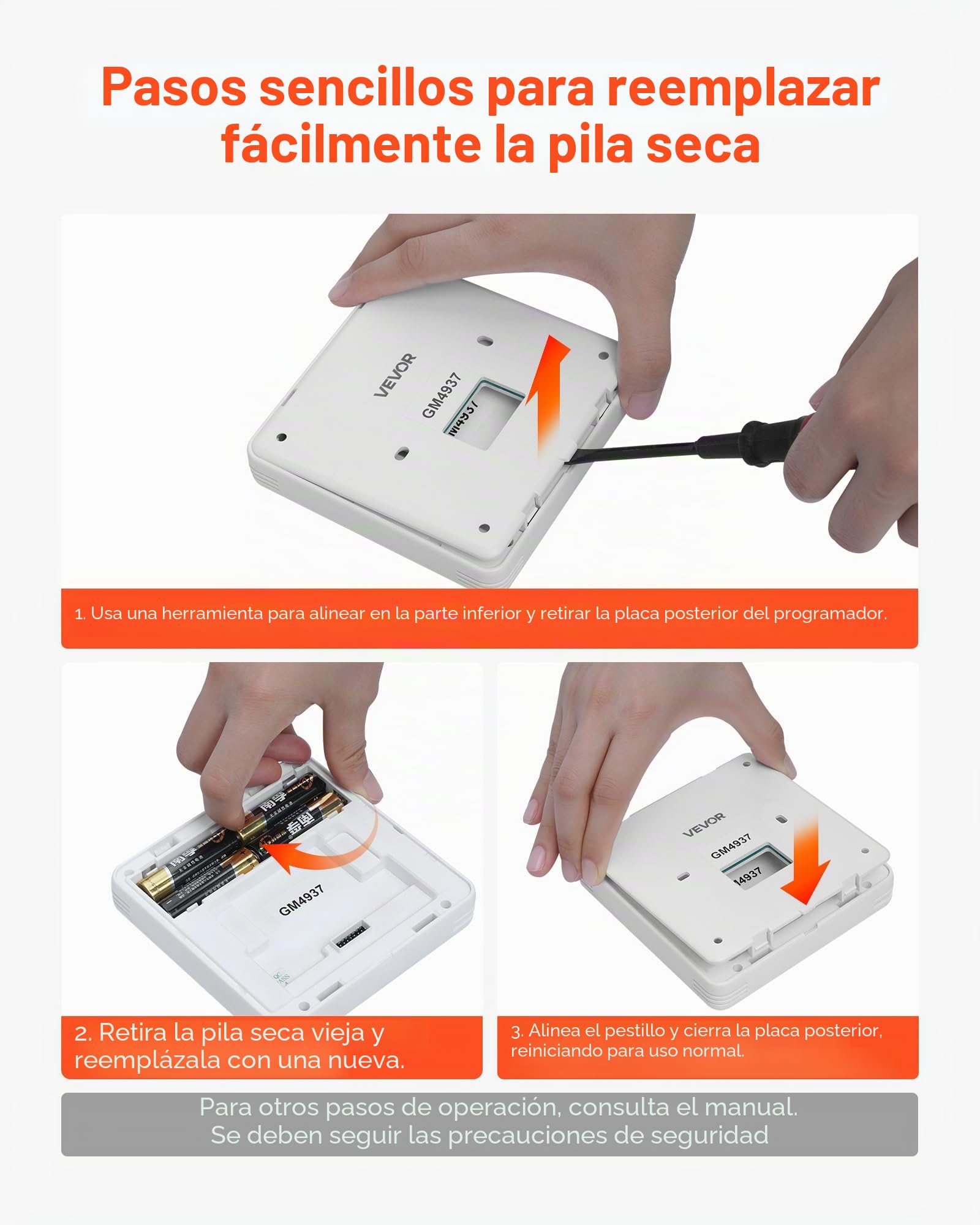 VEVOR Termostato Programable de 7 Días para Bomba de Calor, Aire Acondicionado y Suelo Radiante, Pantalla LED Retroiluminada, Amplio Rango de Temperatura de 5 a 37 °C, Blanco, 163 x 160 x 48 mm