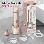 Bikini Trimmer for Women with Dual Head - IPX7 Waterproof & Painless Eletctric Razors for Public Hair - Eletric Shaver for Underarm Leg Body (Gold)
