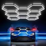 HYPERLITE Gen II Éclairage de garage Hexagon : 322W 32200LM 11 Grilles Hexagon Led Light, 6500K Ultra Lumières Hex Honeycomb, Installation facile, Conception durable pour garage, Détail de voiture, Ateliers, Gym