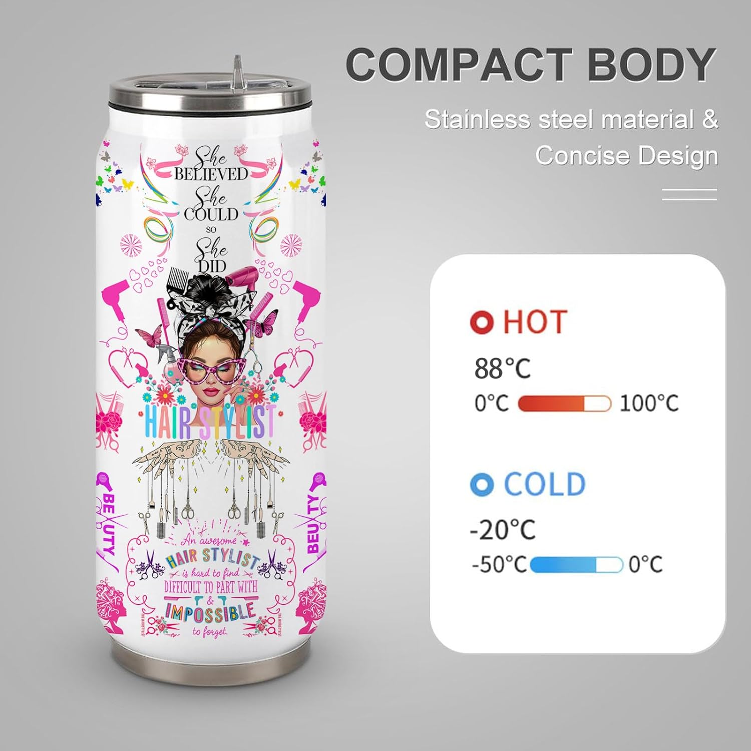 Hairstylist Tumbler For Women, Female, Her, Hairapist,Hair Stylist Gifts For Hairstylist, Hairstylist Tumbler Insulated Stainless Steel With Lid 17 Oz - Image 4