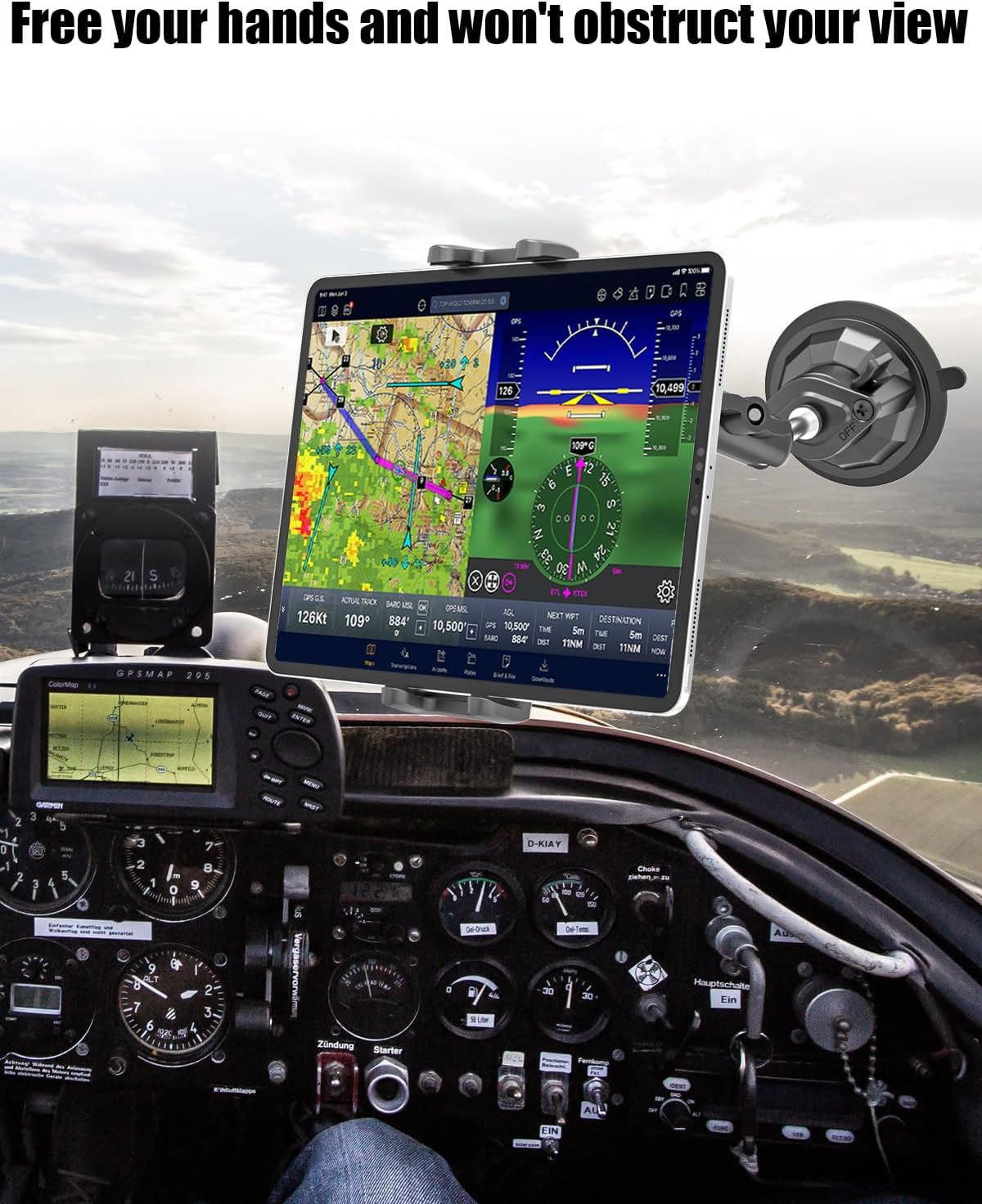 Charchendo Pilot Tablet Mount [Upgraded Multi-Angle Adjustable Metal Arm], Aviation Cockpit Tablet Holder with Super Suction Cup, Fits iPad Pro 13/12.9/Air/Mini, Galaxy Z Fold, 4-13" Devices