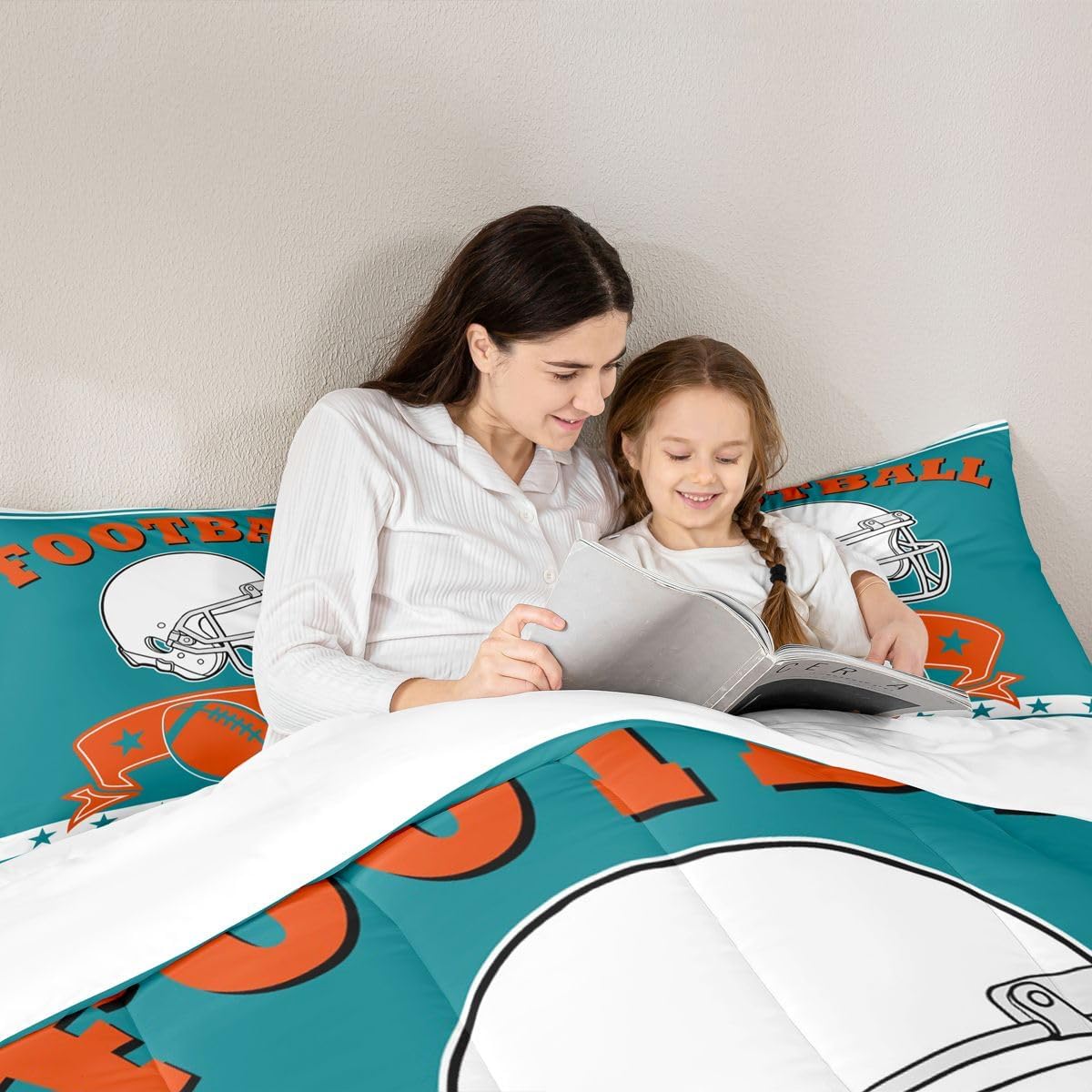 Erosebridal Gridiron Seasonal Style Bedding Twin Size Sports Comforter Set for Boys Football City Bed Set, Inspirational Dolphin Design Bedding Comforter Sets for Sports Fans Gifts