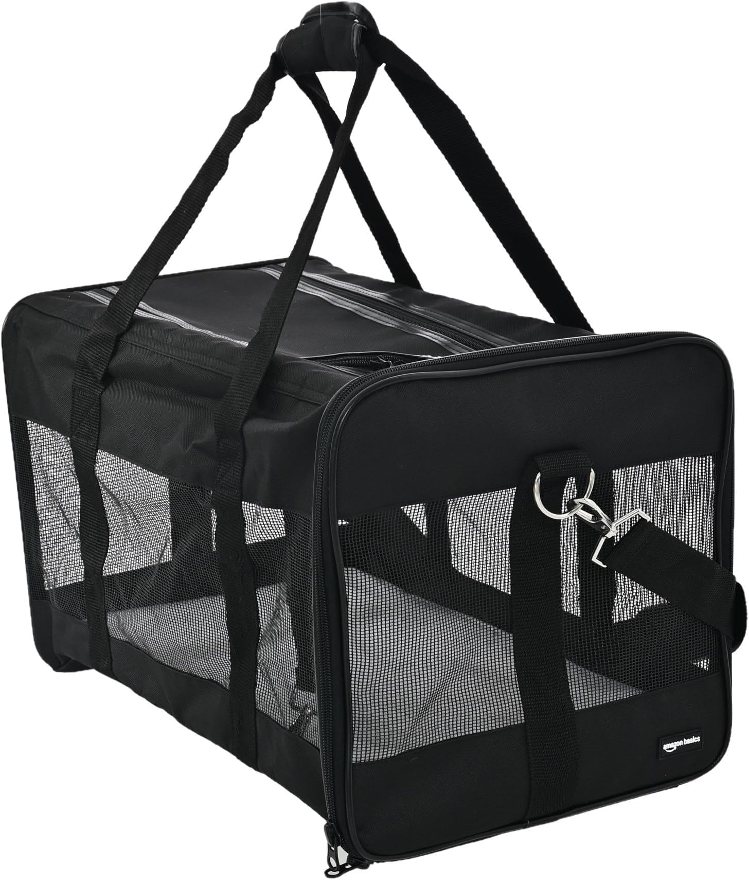 Amazon Basics Soft Carrier Bag for Dogs and Cats, Up to 10kg, L Size, Black, 50 cm x 30.4 cm x 30.4 cm (20 x 12 x 12 inches)