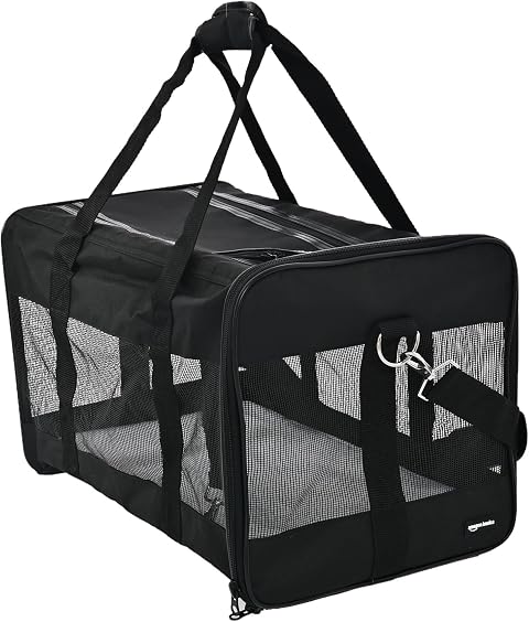 Amazon Basics Sac de transport à parois souples pour Chat, chien, Large, L 50 x W 30.4 x H 30.4 cm, Noir