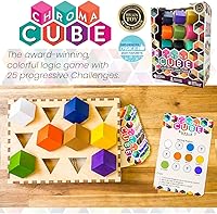 Vista 3 de Project Genius: Chroma Cube, un rompecabezas de lógica colorido, 12 bloques de madera coloridos, 25 tarjetas de Brainteaser, rompecabezas, gran