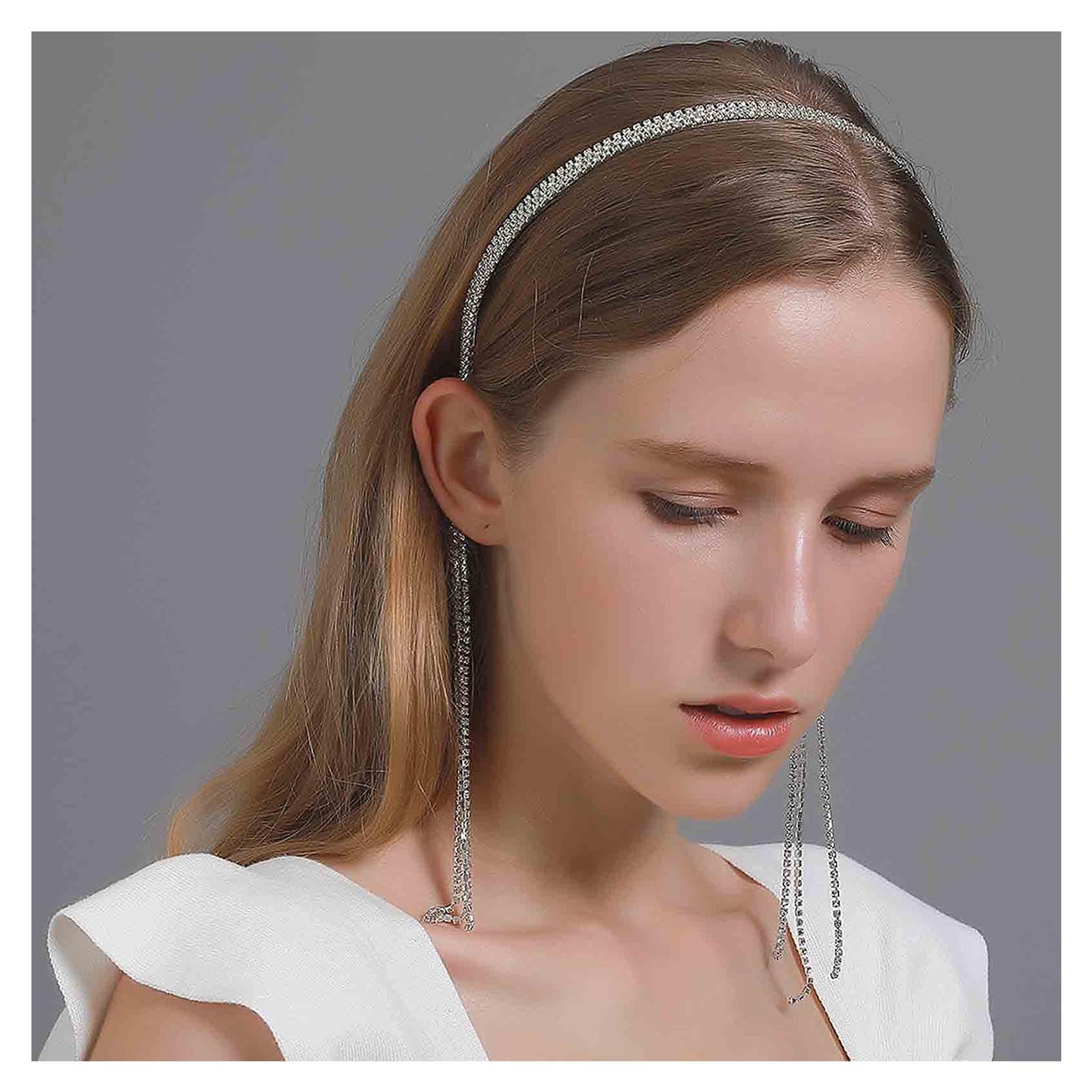 Cerchietto Largo Con Cristalli Turchesi – CULHEITE Fascia Per Capelli Barocco Fatta A Mano, Accessorio Elegante Per Donne E Ragazze (Bianco Tea Leaf)