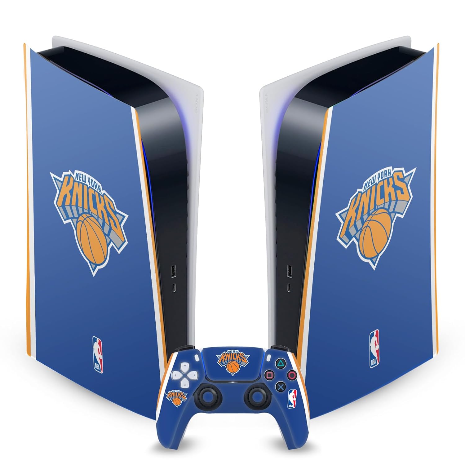 Head Case Designs Officially Licensed NBA Blue Design New York Knicks Logo Vinyl Faceplate Gaming Skin Decal Compatible With Sony PlayStation 5 PS5 Digital Edition Console and DualSense Controller