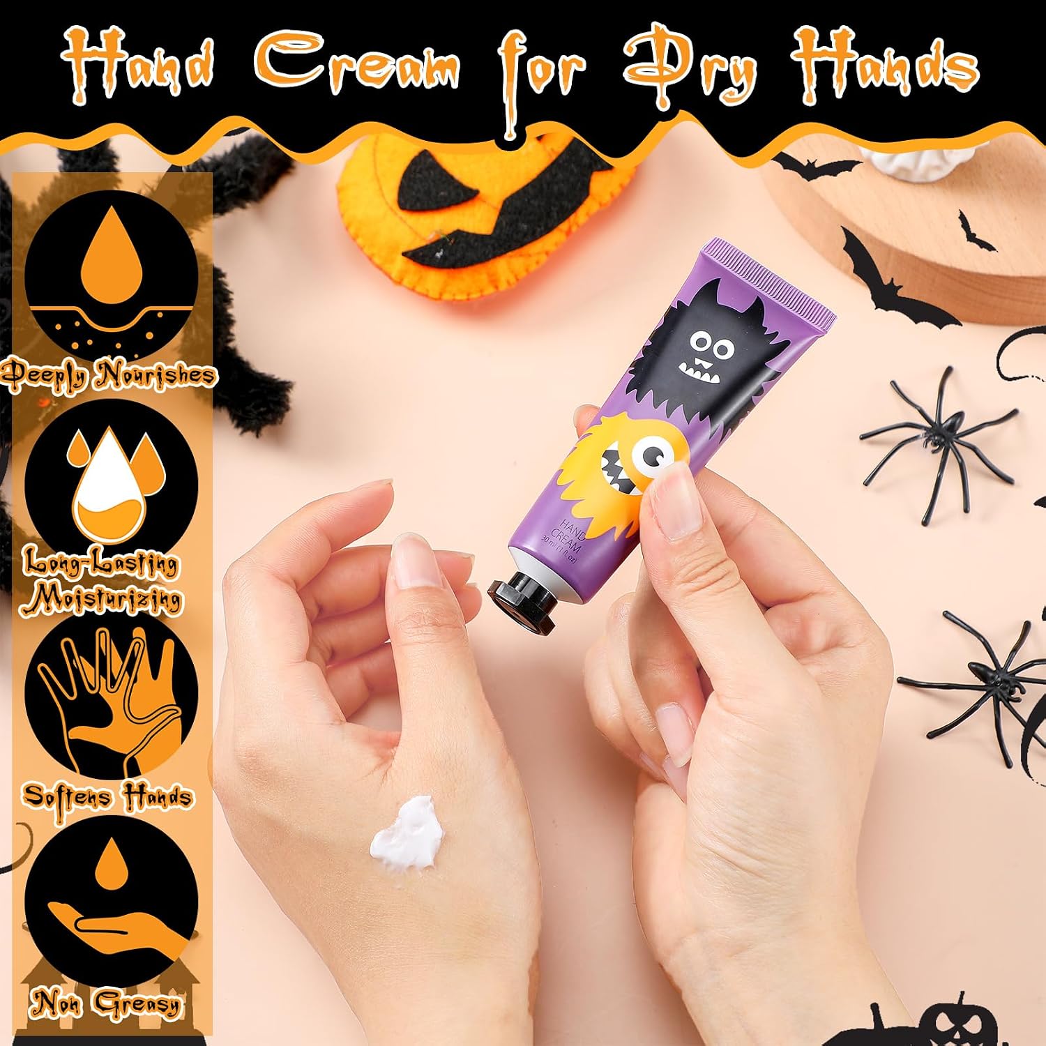 48 Pack Halloween Hand Cream Gift Sets for Women Mini Hand Lotion Bulk Travel Size Moisturizing Cream Halloween Party Favors Gifts for Stocking Stuffers 6 Natural Plant Fragrances (Classic)
