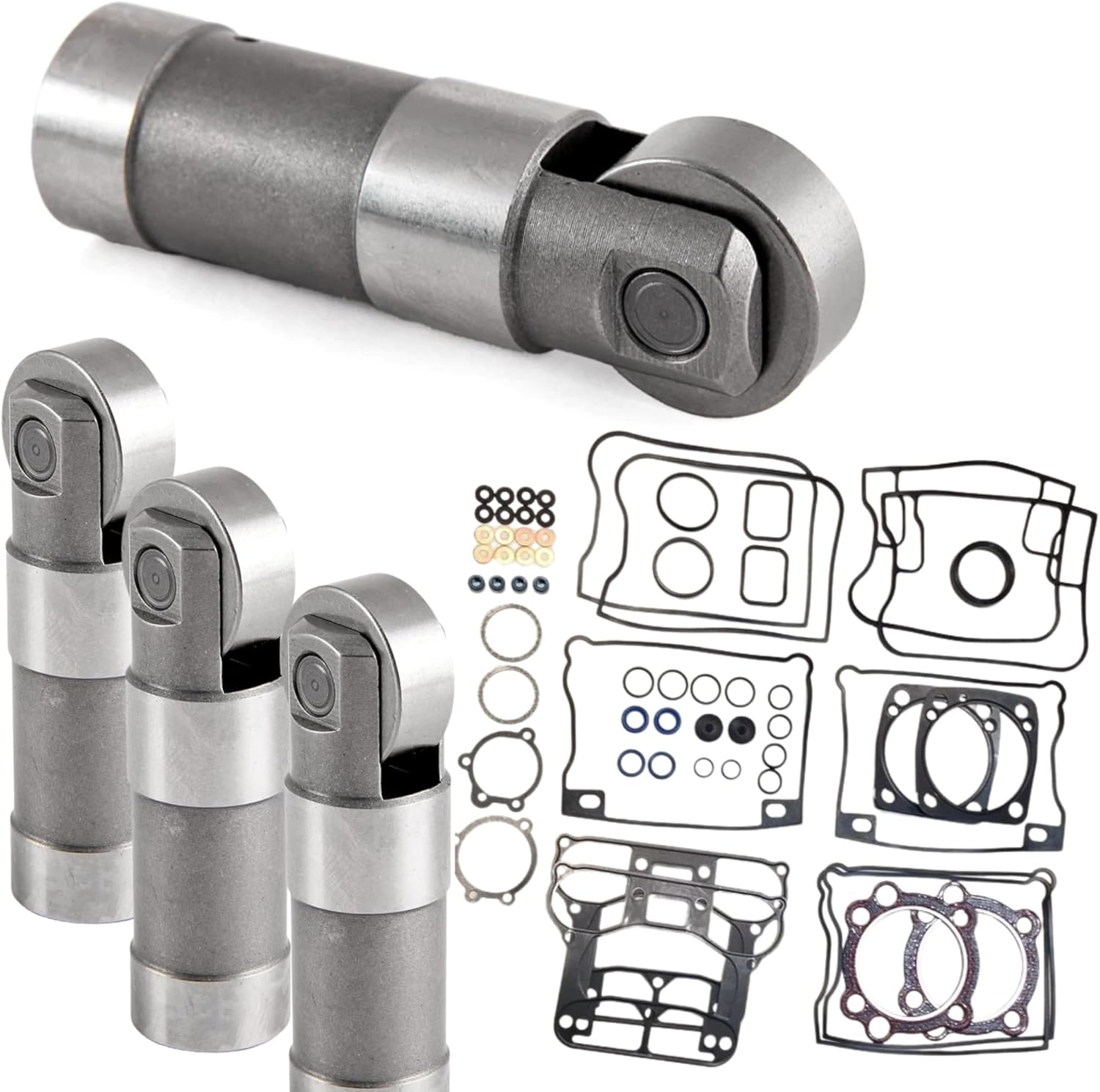 4pcs Hydraulic Lifters & Gasket Set Bundle For Harley Engines 1340cc 1984-1999 - Replaces OEM 18523-986B Harley Lifters, Fits Evolution Big Twin, Sportster, Dyna, Softail