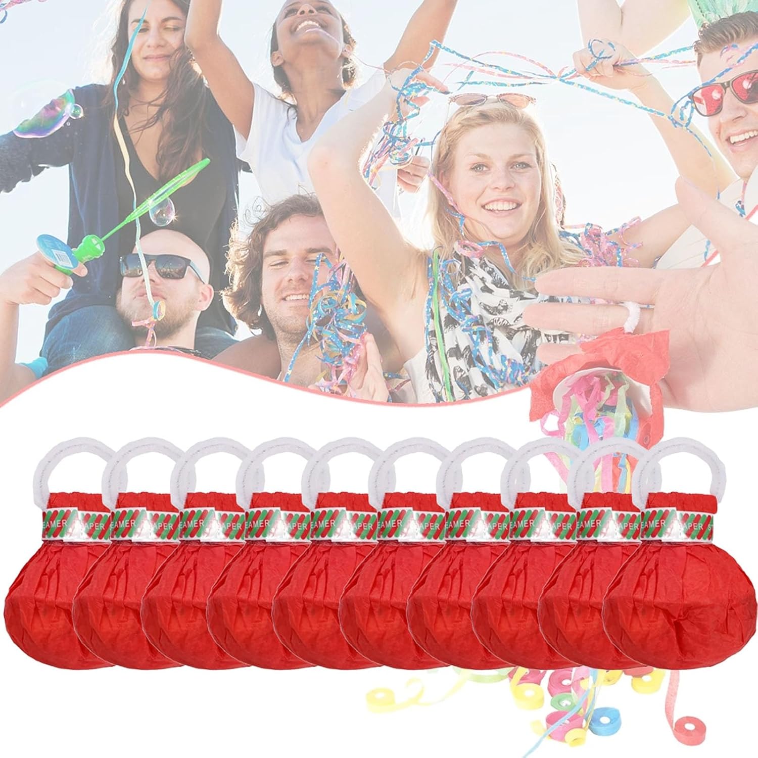 Multi-Color Party Streamer Confetti Launcher Residue-Free Paper Firecrackers Ideal for Weddings, Birthdays, Graduation Celebrations, and Parties