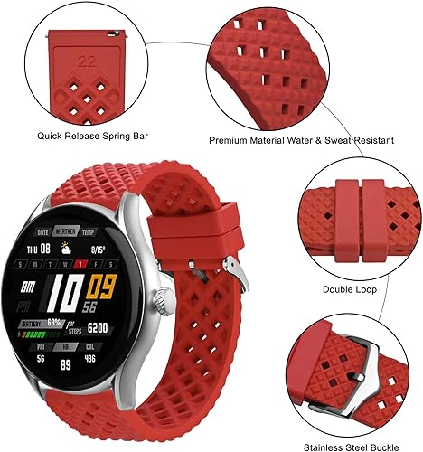 Vista 3 de Anbeer Fluororubber - Correa de reloj de liberación rápida de 0.70, 0.79, 0.86 pulgadas, 0.86 pulgadas, para hombres y mujeres