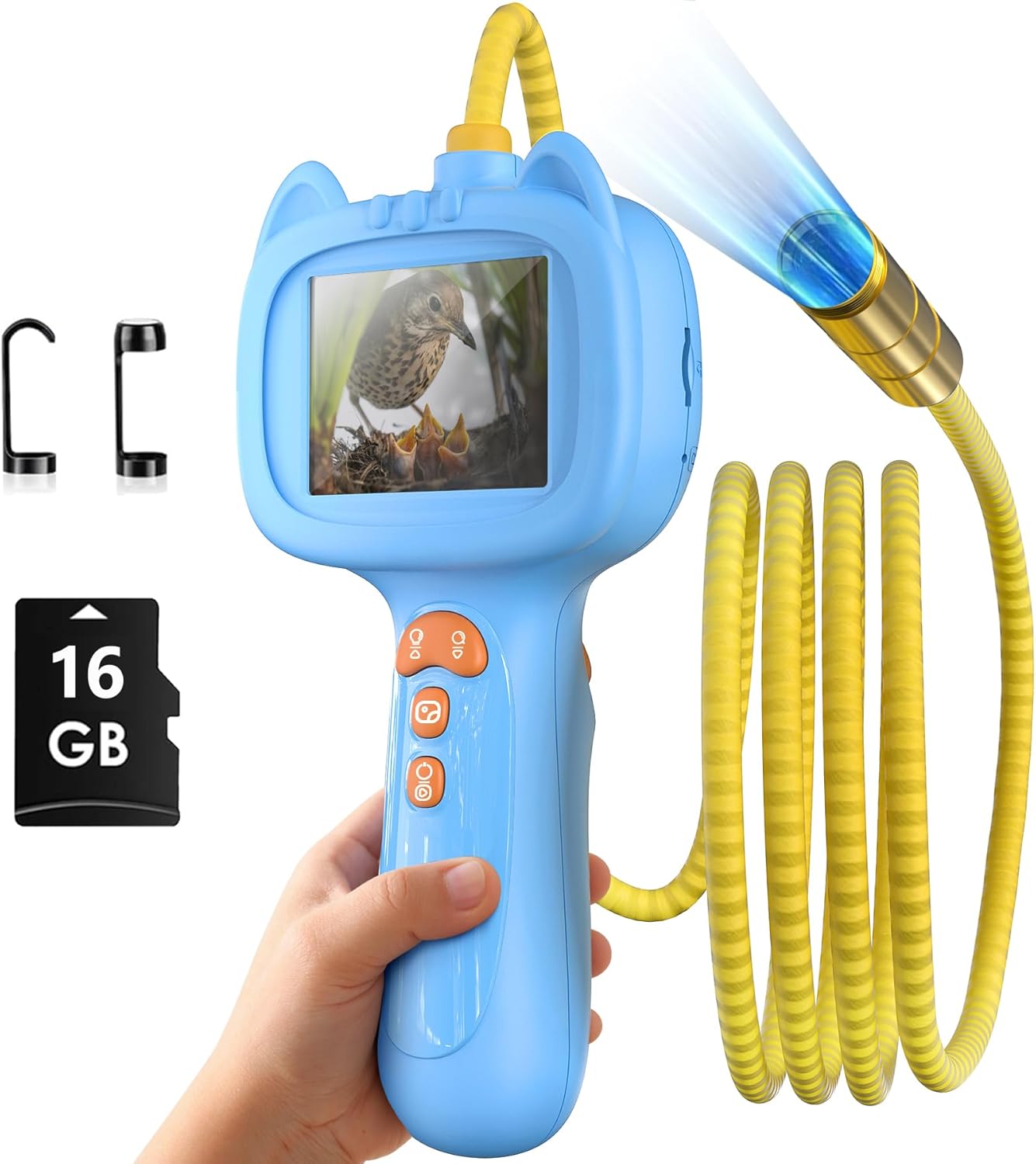 Borescope Snake Camera with Light for Kids，STEM Endoscope Educational Toy Kit，Outdoor Camping Nature Science Exploration Hoilday Birthday Gift for Boys & Girls Ages 3+ Years Old (Blue)