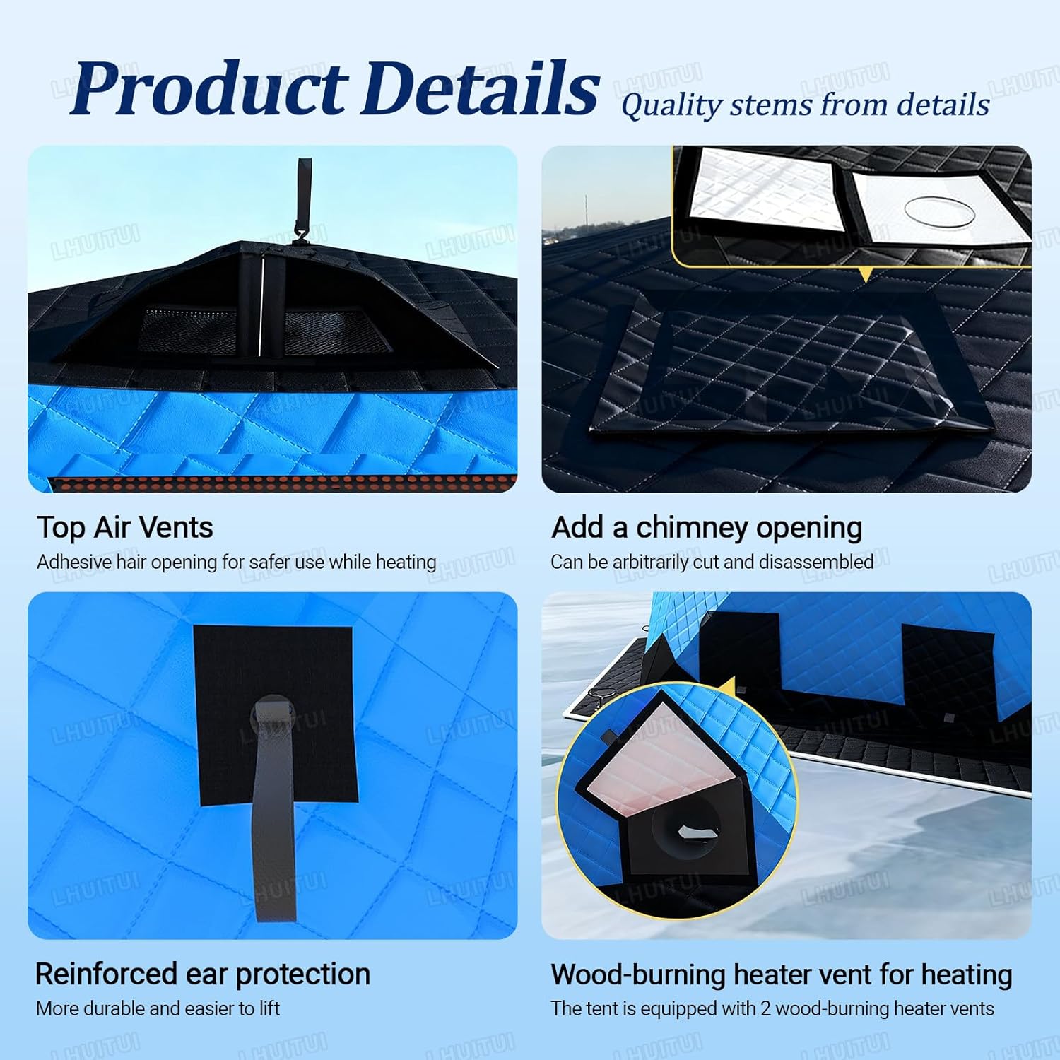 Ice Fishing Shelter, Ice Fishing Shanty, Winter Fishing Tent, Double Insulation Design, Seats 5-6 People, for Camping, Hiking, Fishing, Surfing, Outdoor Adventure