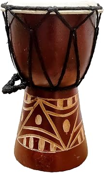 Djembe Drum Carved Bongo African inspired music also a unique gifting idea. Carver Abstract Elephant Giraffe Turtle. 6 Inch, Abstract