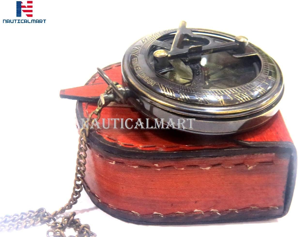 Brass Sundial Compass - Push Open Compass - Steampunk Accessory – Unique Gift for Men - Beautiful Handmade Gift - Sundial Clock – Sun Clock – Steampunk Clock for Him - Antique Decor