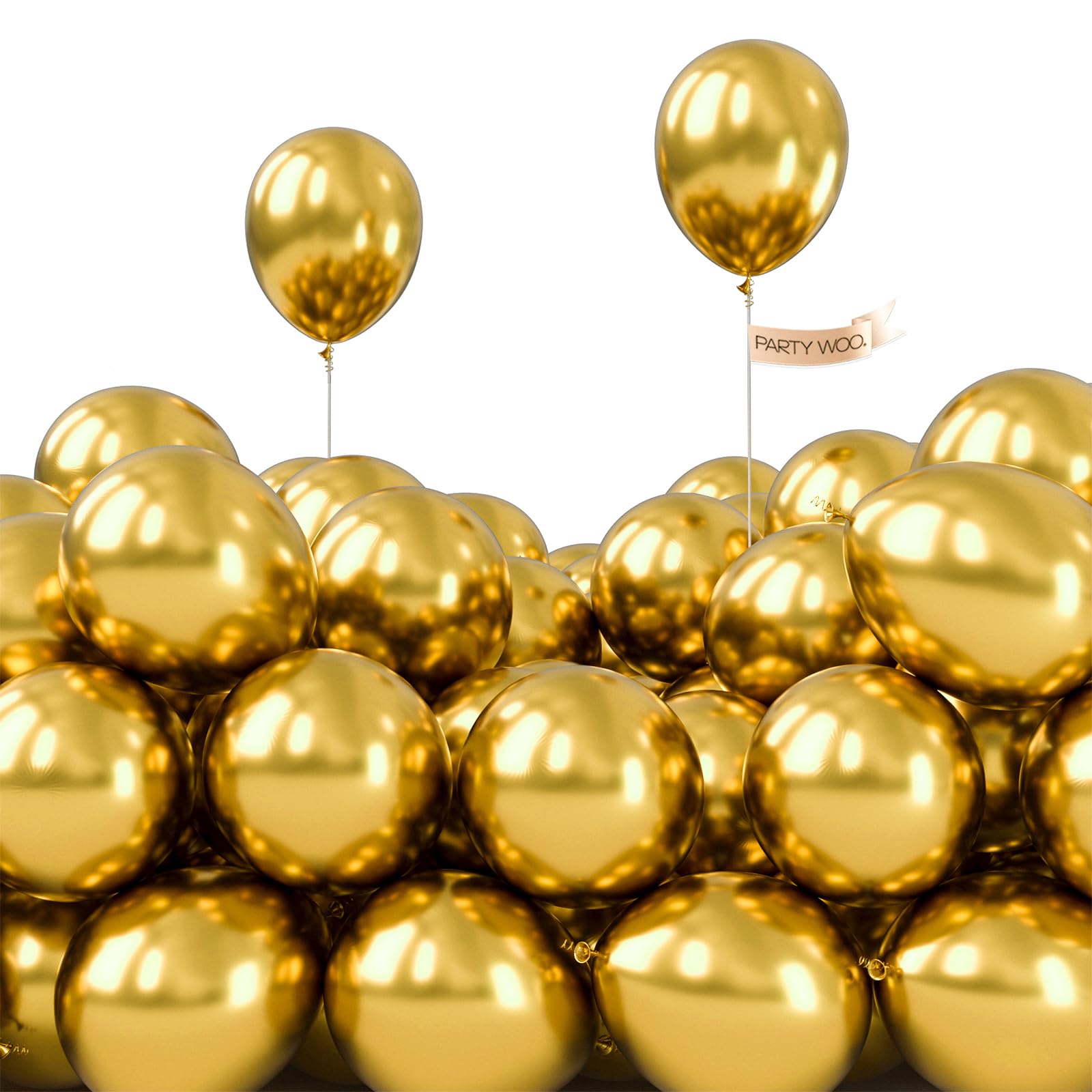 PartyWoo Metallic Gold Balloons 100pcs 5 Inch Small Mini Chrome Gold Latex Balloons for Graduation Baby Shower Gender Reveal Wedding Bachelorette New Year Birthday Party Decorations Gold-G101