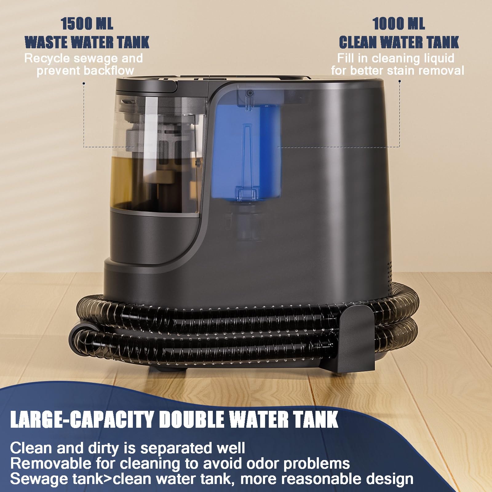 NYANS Limpiador De Manchas a Vapor Portátil para Alfombras, Máquina De Limpieza De Telas a Vapor, Tanque De Agua De Gran Capacidad, Calentamiento Rápido, para Muebles, Mascotas, Asientos De Coche