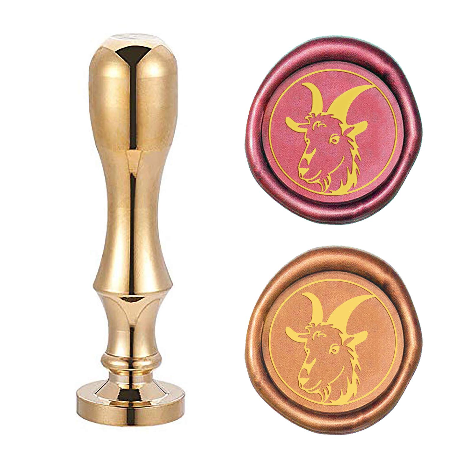 CRASPIRE Goat Wax Seal Stamp - 25mm Removable Brass Head With Wood Handle