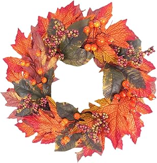 Fall Artificial Wreath Decorative Rustic, Home Decoration, Ornament Mapl...