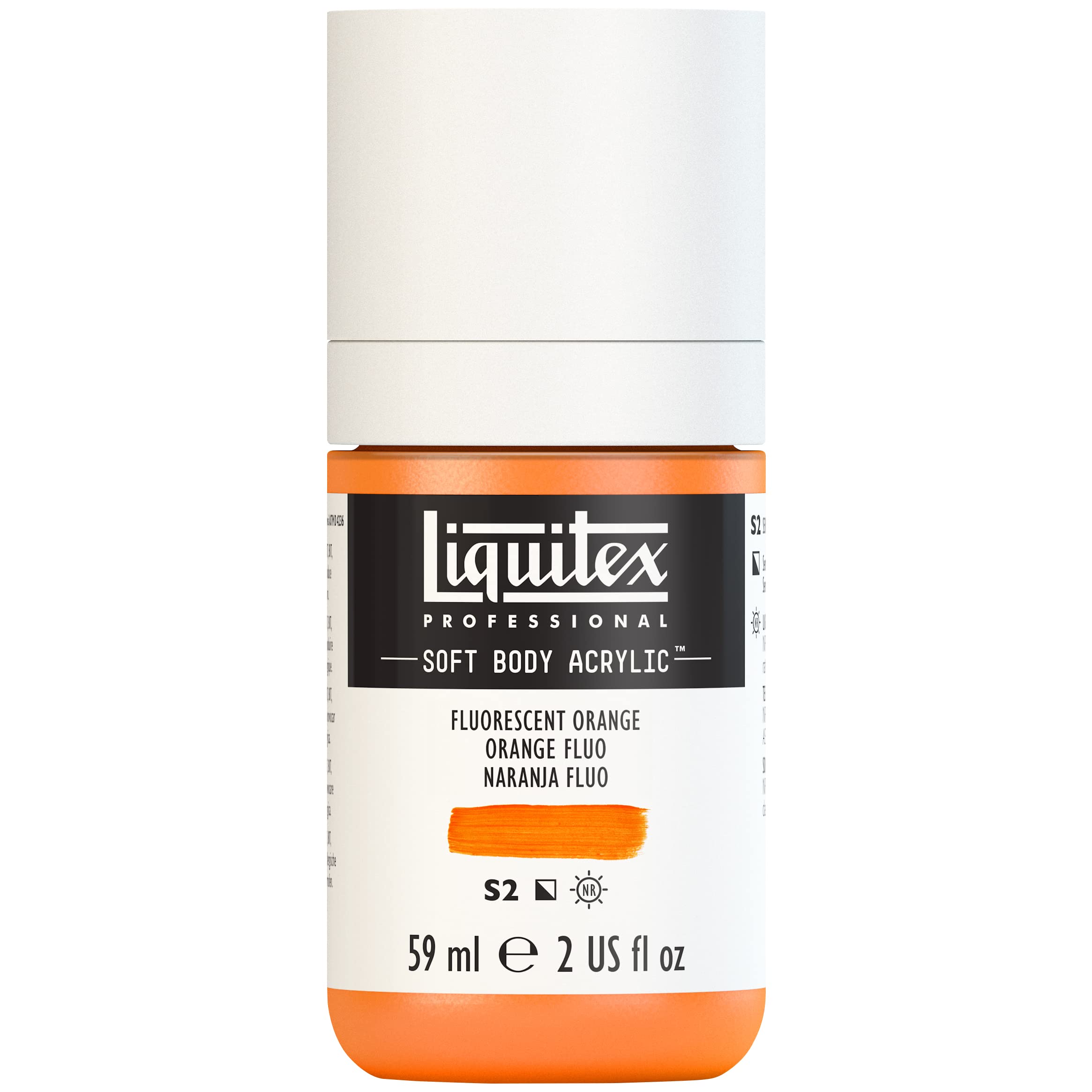 Liquitex 1959982 Professional Acrylic Paint Soft Body - Artist Paint in Creamy Opaque Consistency, High Pigmentation, Lightfast and Ageing Resistant, 59 ml Bottle - Orange Fluo