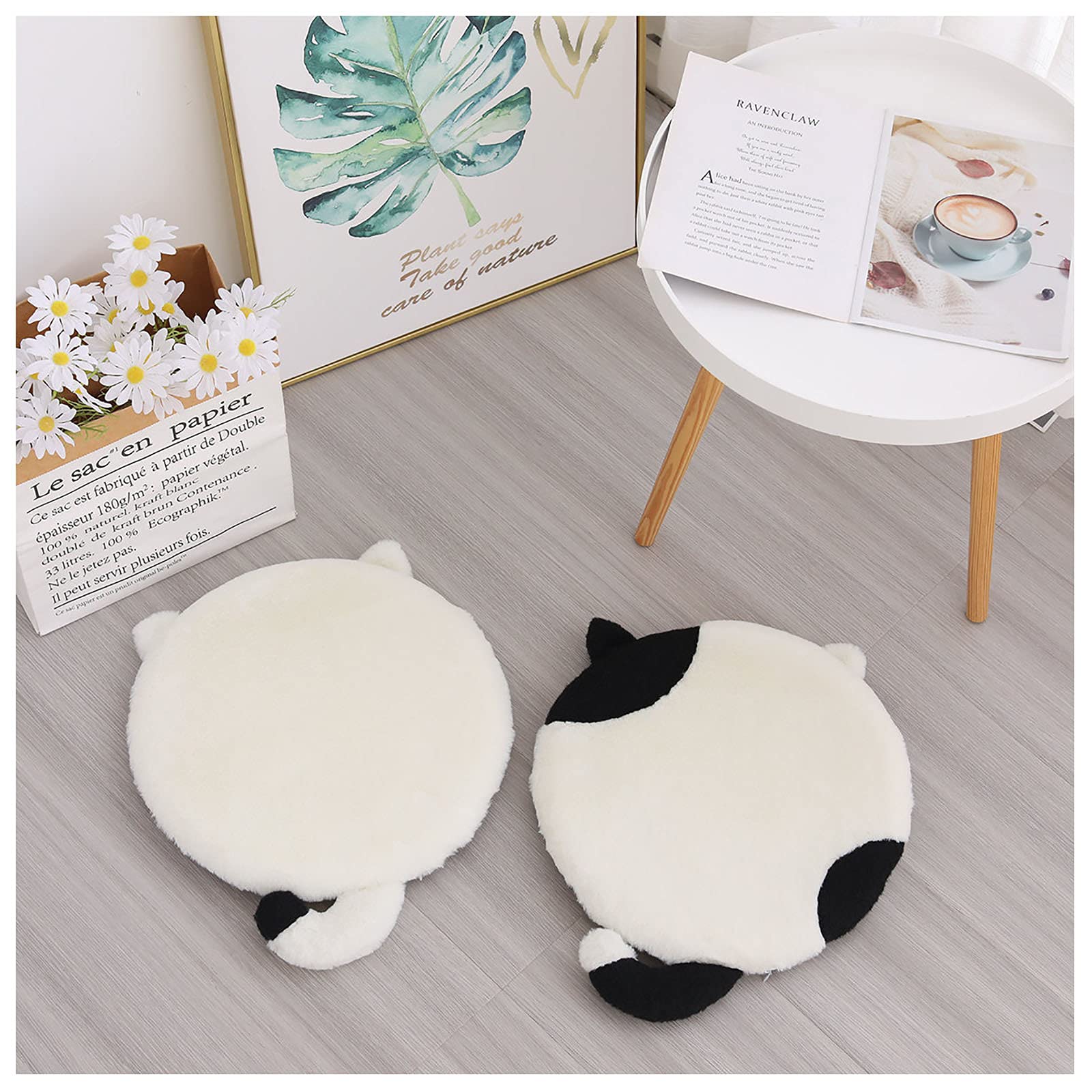 Coussin de sol en velours blanc pour salon cocooning et chaise de jardin, ensemble de 2