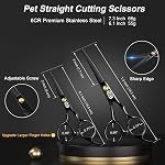CIICII Dog Grooming Scissors Kit, 7 Inch Professional Pet Grooming Scissors Set with Safety Round Tip (Dogs/Cat Hair Cutting Trimming Thinning Shears with Curved Scissors) for DIY Home Salon (Black)