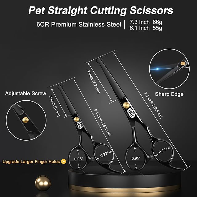 Foto 2 de 8 de CIICII Tijeras Peluqueria Canina, 7 Pulgadas Tijeras para Perros (Negro)